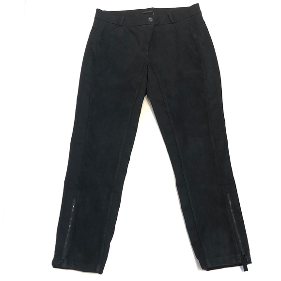 Annette Gortz Black Leather Trim Cotton Denim Jean